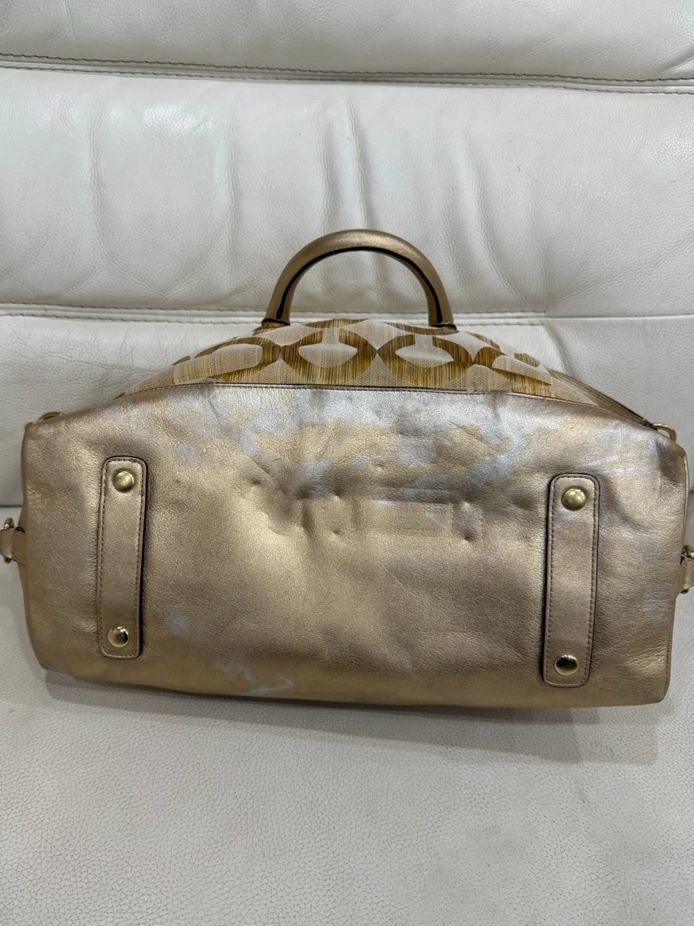 Coach Vintage Y2K Ashley Madison Metallic Gold Tan Satchel Purse Bag